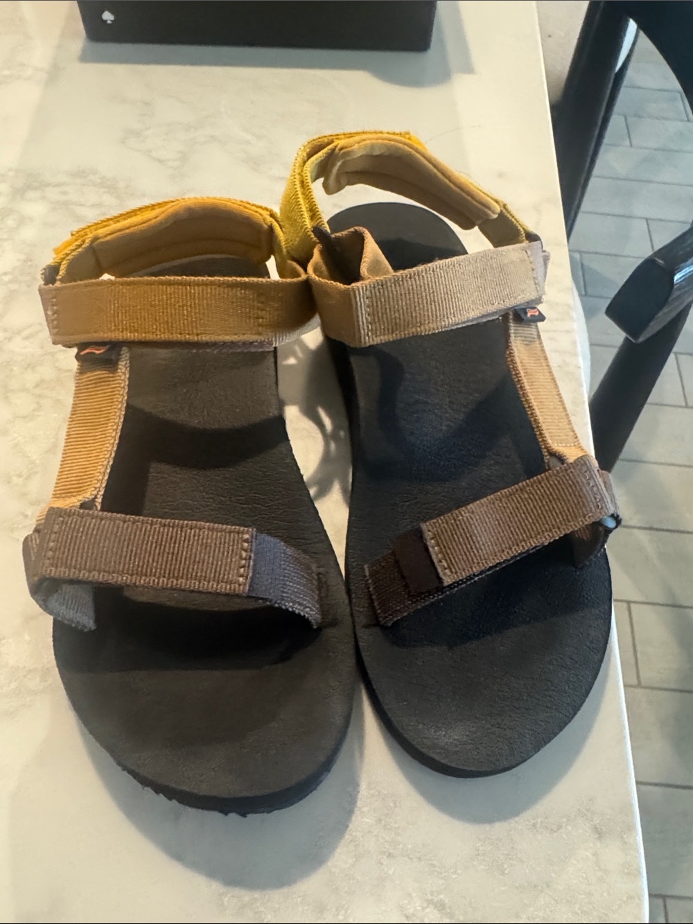 Beige and Yellow Outdoor Strap Sandals